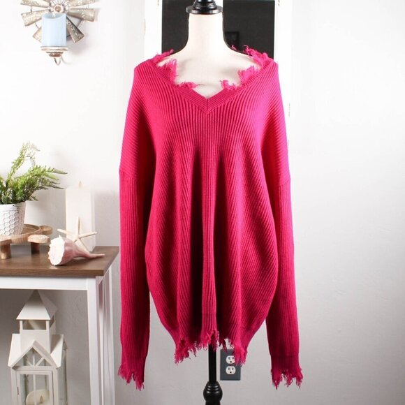 GeeGee Pink Sweater with Fringe Size 1XL - Picture 1 of 7